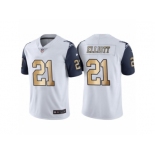 Men's Nike Dallas Cowboys #21 Ezekiel Elliott White Gold Limited Special Color Rush Jersey