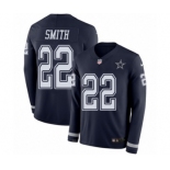 Men's Nike Dallas Cowboys #22 Emmitt Smith Limited Navy Blue Therma Long Sleeve NFL Jersey