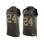 Men's Nike Dallas Cowboys #24 Nolan Carroll Limited Green Salute to Service Tank Top NFL Jersey