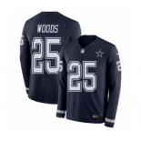 Men's Nike Dallas Cowboys #25 Xavier Woods Limited Navy Blue Therma Long Sleeve NFL Jersey