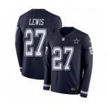 Men's Nike Dallas Cowboys #27 Jourdan Lewis Limited Navy Blue Therma Long Sleeve NFL Jersey