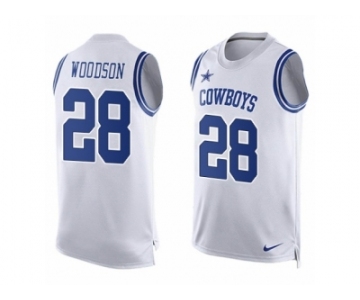 Men's Nike Dallas Cowboys #28 Darren Woodson Limited White Player Name & Number Tank Top NFL Jersey