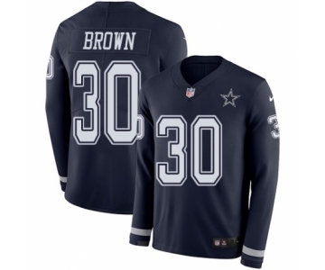 Men's Nike Dallas Cowboys #30 Anthony Brown Limited Navy Blue Therma Long Sleeve NFL Jersey