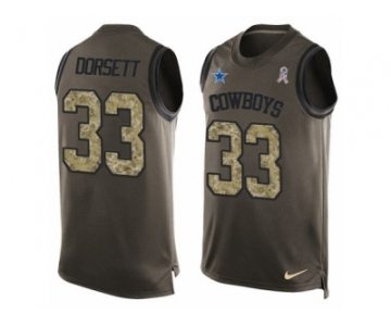 Men's Nike Dallas Cowboys #33 Tony Dorsett Limited Green Salute to Service Tank Top NFL Jersey