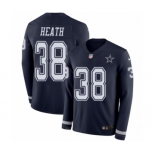 Men's Nike Dallas Cowboys #38 Jeff Heath Limited Navy Blue Therma Long Sleeve NFL Jersey