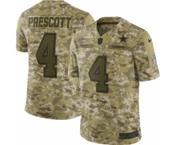 Men's Nike Dallas Cowboys #4 Dak Prescott Limited Camo 2018 Salute to Service NFL Jersey