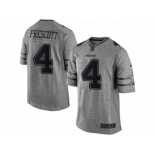 Men's Nike Dallas Cowboys #4 Dak Prescott Limited Gray Gridiron NFL Jersey