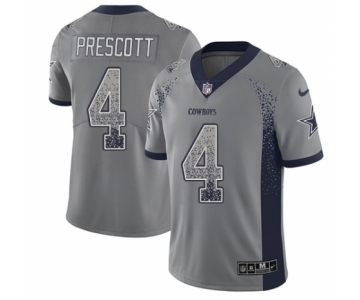 Men's Nike Dallas Cowboys #4 Dak Prescott Limited Gray Rush Drift Fashion NFL Jersey