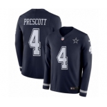 Men's Nike Dallas Cowboys #4 Dak Prescott Limited Navy Blue Therma Long Sleeve NFL Jersey