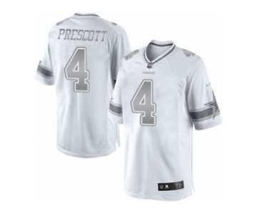 Men's Nike Dallas Cowboys #4 Dak Prescott Limited White Platinum NFL Jersey