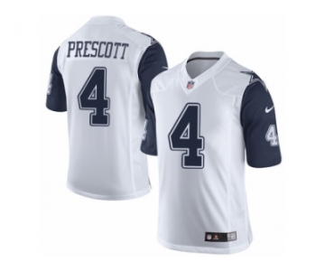 Men's Nike Dallas Cowboys #4 Dak Prescott Limited White Rush NFL Jersey