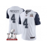 Men's Nike Dallas Cowboys #4 Dak Prescott Limited White Rush Super Bowl LI NFL Jersey