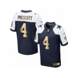 Men's Nike Dallas Cowboys #4 Dak Prescott Navy Gold Throwback Alternate NFL Jersey