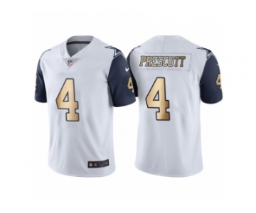 Men's Nike Dallas Cowboys #4 Dak Prescott White Gold Limited Special Color Rush Jersey