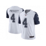 Men's Nike Dallas Cowboys #4 Dak Prescott White Stitched NFL Limited Rush Jersey