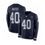 Men's Nike Dallas Cowboys #40 Bill Bates Limited Navy Blue Therma Long Sleeve NFL Jersey