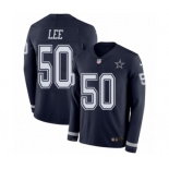 Men's Nike Dallas Cowboys #50 Sean Lee Limited Navy Blue Therma Long Sleeve NFL Jersey