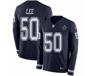 Men's Nike Dallas Cowboys #50 Sean Lee Limited Navy Blue Therma Long Sleeve NFL Jersey