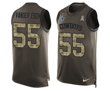 Men's Nike Dallas Cowboys #55 Leighton Vander Esch Limited Green Salute to Service Tank Top NFL Jersey