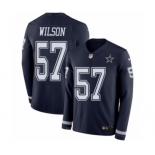 Men's Nike Dallas Cowboys #57 Damien Wilson Limited Navy Blue Therma Long Sleeve NFL Jersey