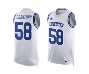 Men's Nike Dallas Cowboys #58 Jack Crawford Limited White Player Name & Number Tank Top NFL Jersey