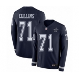 Men's Nike Dallas Cowboys #71 La'el Collins Limited Navy Blue Therma Long Sleeve NFL Jersey