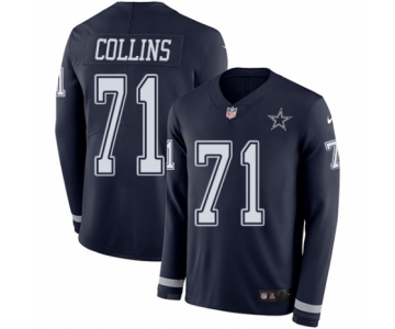 Men's Nike Dallas Cowboys #71 La'el Collins Limited Navy Blue Therma Long Sleeve NFL Jersey