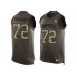 Men's Nike Dallas Cowboys #72 Travis Frederick Limited Green Salute to Service Tank Top NFL Jersey