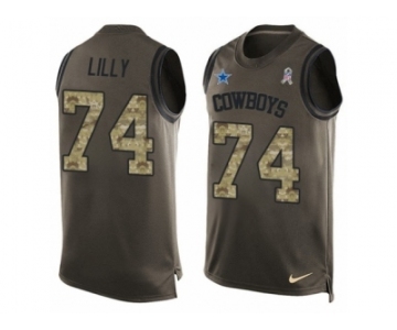 Men's Nike Dallas Cowboys #74 Bob Lilly Limited Green Salute to Service Tank Top NFL Jersey