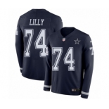 Men's Nike Dallas Cowboys #74 Bob Lilly Limited Navy Blue Therma Long Sleeve NFL Jersey