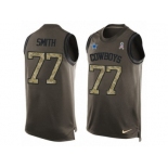 Men's Nike Dallas Cowboys #77 Tyron Smith Limited Green Salute to Service Tank Top NFL Jersey