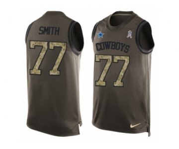 Men's Nike Dallas Cowboys #77 Tyron Smith Limited Green Salute to Service Tank Top NFL Jersey