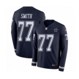 Men's Nike Dallas Cowboys #77 Tyron Smith Limited Navy Blue Therma Long Sleeve NFL Jersey