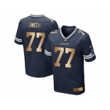 Men's Nike Dallas Cowboys #77 Tyron Smith Limited  Navy Gold Team Color NFL Jersey