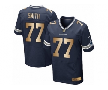 Men's Nike Dallas Cowboys #77 Tyron Smith Limited  Navy Gold Team Color NFL Jersey