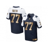 Men's Nike Dallas Cowboys #77 Tyron Smith Limited  Navy Gold Throwback Alternate NFL Jersey