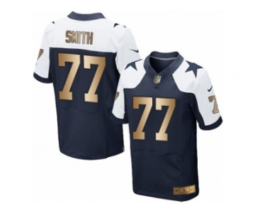 Men's Nike Dallas Cowboys #77 Tyron Smith Limited  Navy Gold Throwback Alternate NFL Jersey