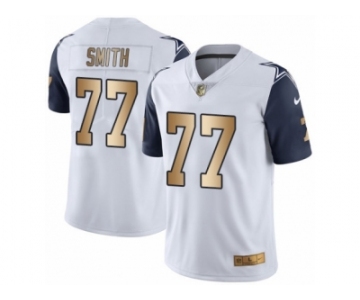 Men's Nike Dallas Cowboys #77 Tyron Smith Limited White Gold Rush NFL Jersey