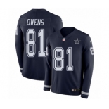 Men's Nike Dallas Cowboys #81 Terrell Owens Limited Navy Blue Therma Long Sleeve NFL Jersey