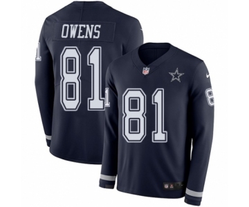 Men's Nike Dallas Cowboys #81 Terrell Owens Limited Navy Blue Therma Long Sleeve NFL Jersey