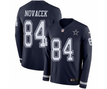 Men's Nike Dallas Cowboys #84 Jay Novacek Limited Navy Blue Therma Long Sleeve NFL Jersey