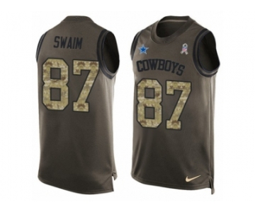 Men's Nike Dallas Cowboys #87 Geoff Swaim Limited Green Salute to Service Tank Top NFL Jersey