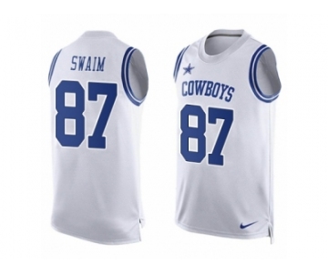 Men's Nike Dallas Cowboys #87 Geoff Swaim Limited White Player Name & Number Tank Top NFL Jersey