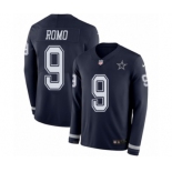 Men's Nike Dallas Cowboys #9 Tony Romo Limited Navy Blue Therma Long Sleeve NFL Jersey