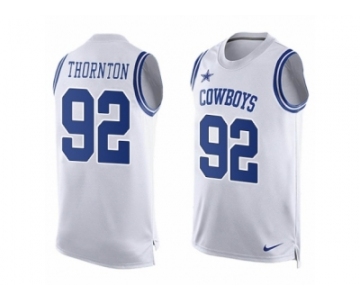 Men's Nike Dallas Cowboys #92 Cedric Thornton Limited White Player Name & Number Tank Top NFL Jersey