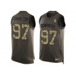 Men's Nike Dallas Cowboys #97 Taco Charlton Limited Green Salute to Service Tank Top NFL Jersey