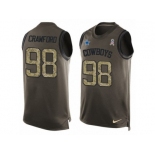 Men's Nike Dallas Cowboys #98 Tyrone Crawford Limited Green Salute to Service Tank Top NFL Jersey