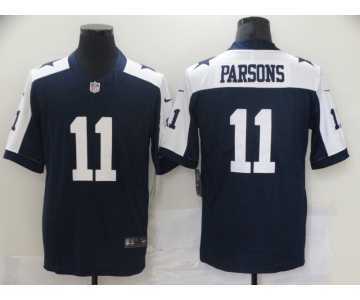 Nike Cowboys #11 Micah Parsons Navy Blue Thanksgiving Men's Stitched NFL Vapor Untouchable Limited Throwback Jersey