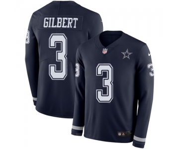 Nike Cowboys #3 Garrett Gilbert Navy Blue Team Color Men's Stitched NFL Limited Therma Long Sleeve Jersey