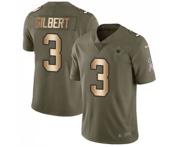 Nike Cowboys #3 Garrett Gilbert Olive Gold Men's Stitched NFL Limited 2017 Salute To Service Jersey